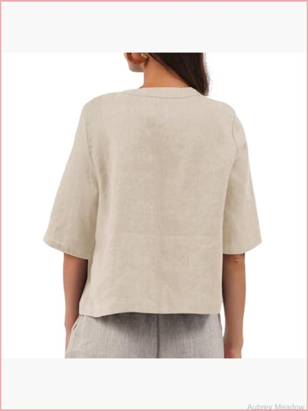 Pure Linen Open Front Cropped Cardigan